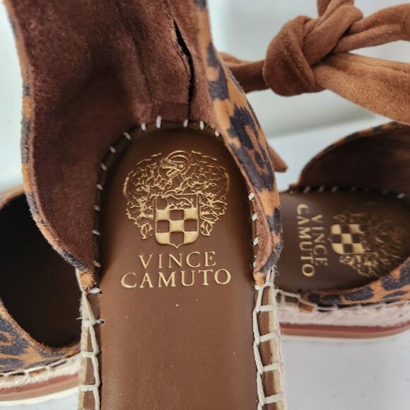 Vince Camuto Binadee Ankle Tie Low Platform Espadrilles Leopard Print Size 8M - Picture 6 of 9